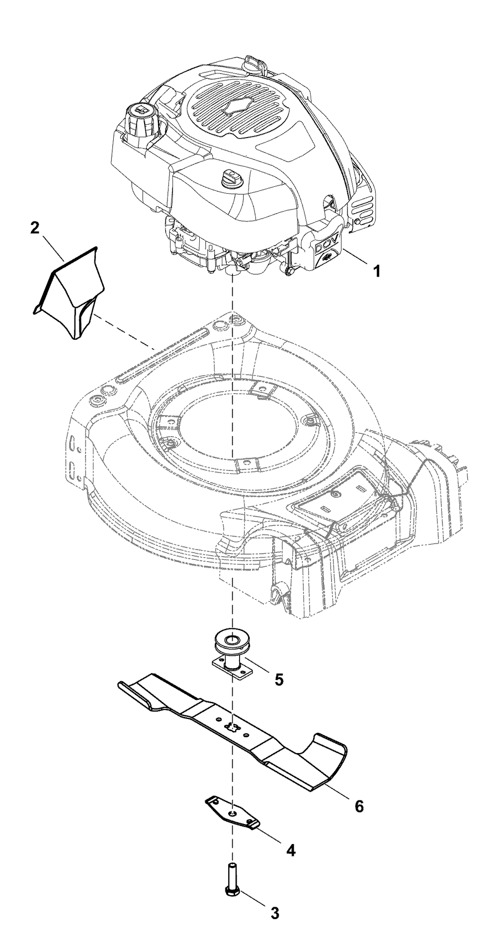 Engine And Blade Group Diagram and Parts List for 2691795-00-SP530SPX 2020 Briggs and Stratton Lawn Mower